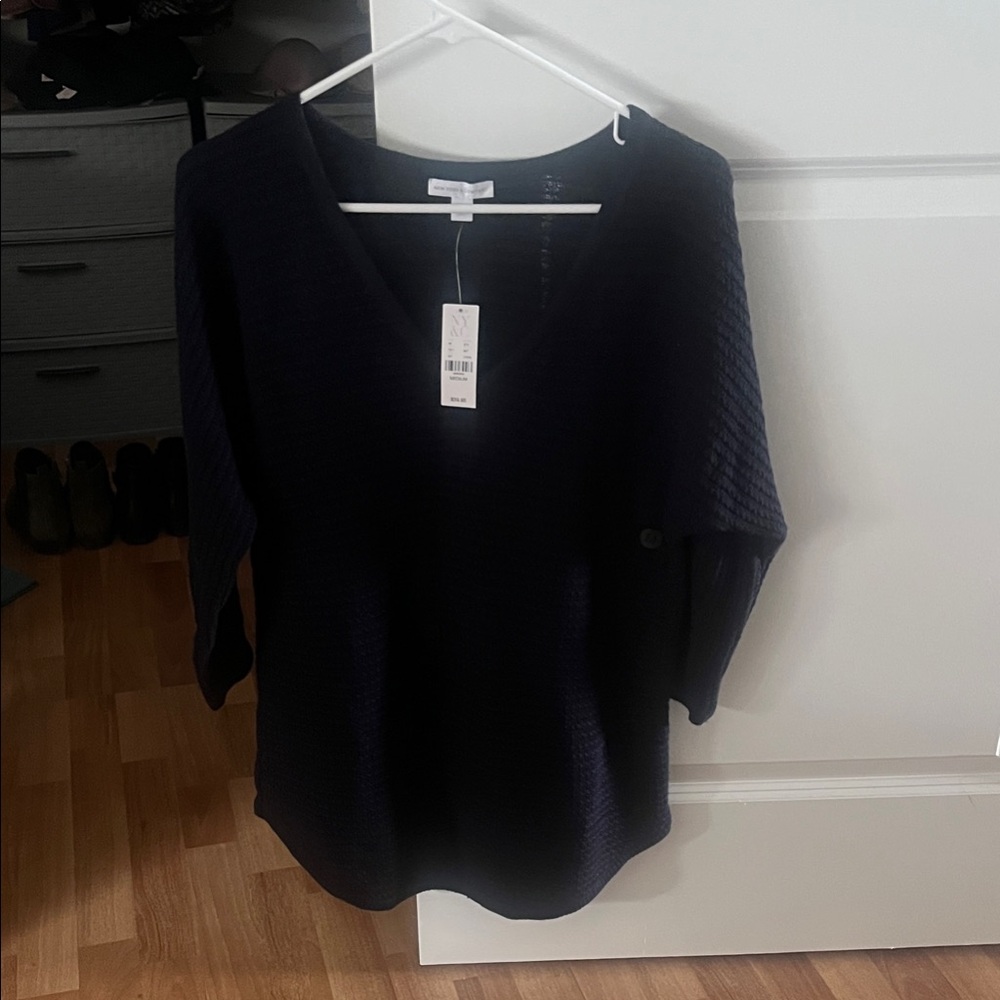 New York & Company Dark Knit V-Neck Sweater